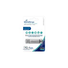 MediaRange Kombo-Speicherstick 64 GB, USB-Stick(silber/transparent, USB-A 3.2 Gen 1, USB-C 3.2 Gen 1)