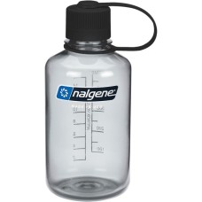 Nalgene Trinkflasche "Narrow Mouth Sustain" 0,5 Liter, 16oz(transparent/grau, Enghalsflasche)