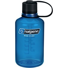 Nalgene Trinkflasche "Narrow Mouth Sustain" 0,5 Liter, 16oz(transparent/blau, Enghalsflasche)