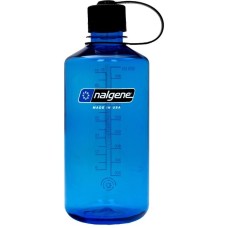 Nalgene Trinkflasche "Narrow Mouth Sustain" 1 Liter, 32oz(transparent/blau, Enghalsflasche)