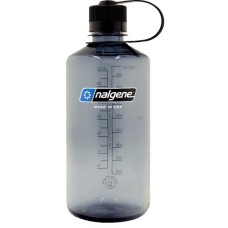 Nalgene Trinkflasche "Narrow Mouth Sustain" 1 Liter, 32oz(transparent/grau, Enghalsflasche)