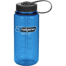Nalgene Trinkflasche "Wide Mouth Sustain" 0,5 Liter, 16oz(transparent/blau, Weithalsflasche)