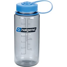 Nalgene Trinkflasche "Wide Mouth Sustain" 0,5 Liter, 16oz(transparent/grau, Weithalsflasche)