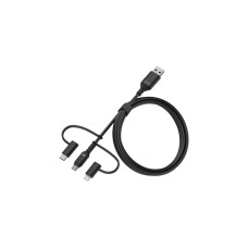 Micro-USB + USB-C + Lightning Stecker(schwarz, 1 Meter)