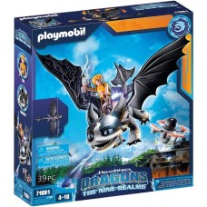 PLAYMOBIL 71081 Dragons: The Nine Realms - Thunder & Tom, Konstruktionsspielzeug(Mit Schuss- und Leuchtfunktion)