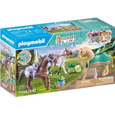 PLAYMOBIL 71356 Horses of Waterfall 3 Pferde: Morgan, Quarter Horse & Shagya Araber, Konstruktionsspielzeug