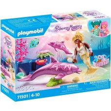 PLAYMOBIL 71501 Princess Magic Meerjungfrau mit Delfinen, Konstruktionsspielzeug