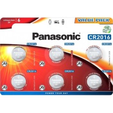 Panasonic Lithium Knopfzelle CR-2016EL/6B, Batterie(6 Stück, CR2016)