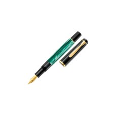 Pelikan Classic M200 - Kolbenfüllhalter Grün-Marmoriert, Füllfederhalter(grün/schwarz, Federbreite M)