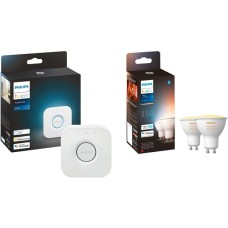 Philips Hue White Ambiance GU10 + Bridge, LED-Lampe(Doppelpack, ersetzt 35 Watt, inkl. Hue Bridge)