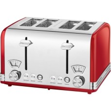 ProfiCook Toaster Vintage PC-TA 1194(rot/chrom, 1.630 Watt, für 4 Scheiben Toast)