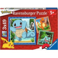 Ravensburger Kinderpuzzle Glumanda, Bisasam und Schiggy(3x49 Teile)