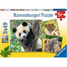 Ravensburger Kinderpuzzle Panda, Tiger und Löwe(3x 49 Teile)