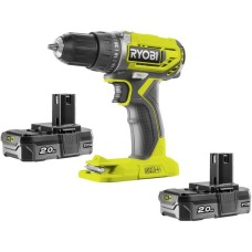 Ryobi ONE+ Akku-Bohrschrauber R18DD2-220S, 18Volt(grün/schwarz, 2x Li-Ionen Akku 2,0Ah, Tasche)