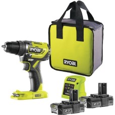 Ryobi ONE+ Akku-Bohrschrauber R18DD5-220S, 18Volt(grün/schwarz, 2x Li-Ionen Akku 2,0Ah, Tasche)