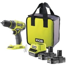 Ryobi ONE+ Akku-Bohrschrauber R18DD7-220S, 18Volt(grün/schwarz, 2x Li-Ionen Akku 2,0Ah, Tasche)