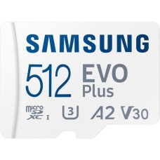 SAMSUNG EVO Plus 512 GB microSDXC (2021), Speicherkarte(weiß, UHS-I U3, Class 10, V30, A2)