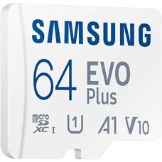 SAMSUNG EVO Plus 64GB microSDXC (2021), Speicherkarte(weiß, UHS-I U1, Class 10, V10, A1)