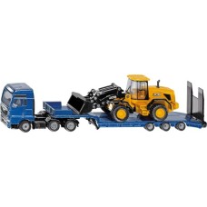 SIKU SUPER MAN LKW mit Tieflader und JCB Radlader, Modellfahrzeug(blau/gelb)