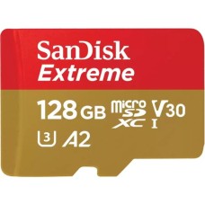 SanDisk Extreme 128 GB microSDXC, Speicherkarte(UHS-I U3, Class 10, V30, A2)