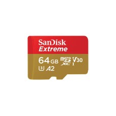 SanDisk Extreme 64 GB microSDXC, Speicherkarte(UHS-I U3, Class 10, V30, A2)