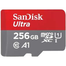 SanDisk Ultra 256 GB microSDXC, Speicherkarte(grau/rot, UHS-I U1, Class 10, A1)