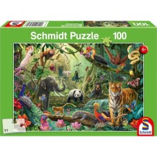 Schmidt Spiele Bunte Tierwelt im Dschungel, Puzzle(100 Teile)