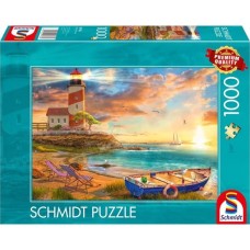 Schmidt Spiele Sonnenuntergang in der Leuchtturm-Bucht, Puzzle(1000 Teile)