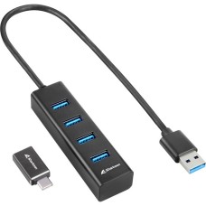 Sharkoon 4-Port USB 3.2 Gen 1 Aluminium Hub, USB-Hub(schwarz)