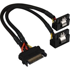 Sharkoon SATA Y-Stromkabel 90°, Y-Kabel(schwarz, 20cm, abgewinkelt)