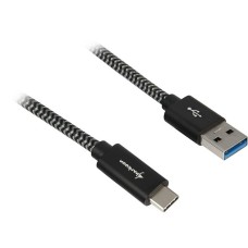 USB-C Stecker(schwarz/grau, 0,5 Meter, gesleevt)