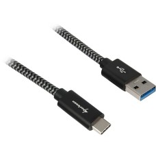 USB-C Stecker(schwarz/grau, 1 Meter, gesleevt)