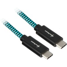 USB-C Stecker(schwarz/hellblau, 0,5 Meter, gesleevt)