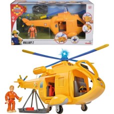 Simba Feuerwehrmann Sam Hubschrauber Wallaby II, Spielfahrzeug(gelb/blau, mit Figur)