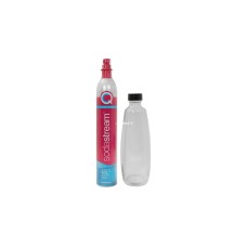 SodaStream Quick Connect CO₂-Reservezylinder +1 Glaskaraffe, für Wassersprudler(pink, mit Quick-Connect Verschluss)
