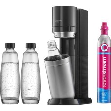 SodaStream Wassersprudler Duo Vorteilspack Titan(dunkelgrau/edelstahl, inkl. 2 Glasflaschen, Kunststoffflasche, CO₂-Zylinder)