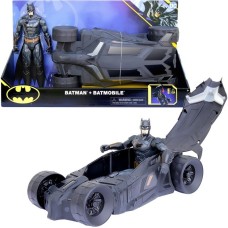 Spin Master Batman Batmobil, Spielfahrzeug(mit Verdeck zum Öffnen und 30 cm Batman-Actionfigur)