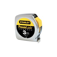 Stanley Bandmaß Powerlock, 3 Meter(chrom/gelb, 12,7mm, Metallgehäuse)