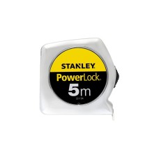 Stanley Bandmaß Powerlock, 5 Meter(gelb/chrom, 19mm, Kunststoffgehäuse)