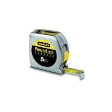 Stanley Bandmaß Powerlock mit Sichtfenster, 5 Meter(silber/gelb, 19mm, Kunststoffgehäuse)