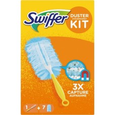 Swiffer Staubmagnet Starterset (Griff + 7 Tücher), Staubwischer(gelb)