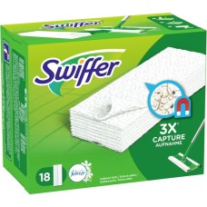Swiffer Trockene Bodentücher mit Febreze-Duft, Nachfüllpackung, 18 Stück, Reinigungstücher(weiß, für Swiffer Bodenwischer)