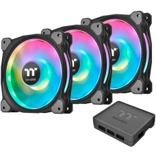 Thermaltake Riing Duo 14 RGB Radiator Fan 3 Pack, Gehäuselüfter(schwarz, 3er Set, 1x Controller)
