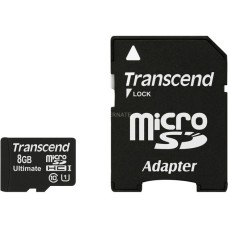 Transcend microSDHC Card 8 GB Ultra, Speicherkarte(schwarz, USH-I U1, Class 10)