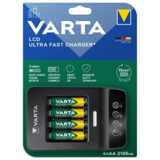 Varta LCD Ultra Fast Charger+, Ladegerät(inkl. 4x Mignon, AA, 2100 mAh)