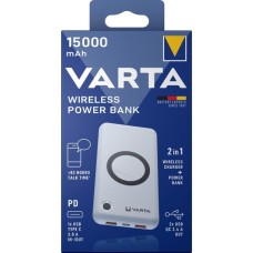 Varta Wireless Powerbank 15.000(weiß, 15.000 mAh, Qi, Power Delivery, Quick Charge 3.0)