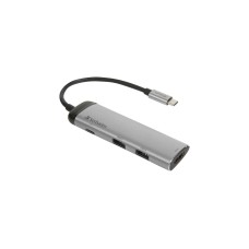2x USB-A + USB-C Buchse + HDMI-Buchse, USB-Hub(silber/schwarz, PD, Laden mit bis zu 100 Watt)