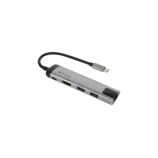 2x USB-A + USB-C Buchse + HDMI-Buchse + RJ-45 Buchse, USB-Hub(silber/schwarz, PD, Laden mit bis zu 100 Watt)
