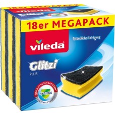 Vileda Glitzi plus Topfreiniger, mit Antibac, Schwamm(gelb, 18er SPARPACK)