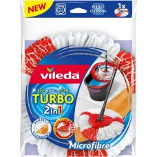 Vileda Turbo 2in1 Wischkopf, Bodenwischer(weiß/rot, für Wischmop EasyWring & Clean)